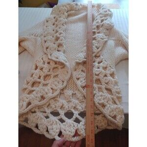 WHBM ivory chunky open cardigan XS/S woolblend boho White House Black Market